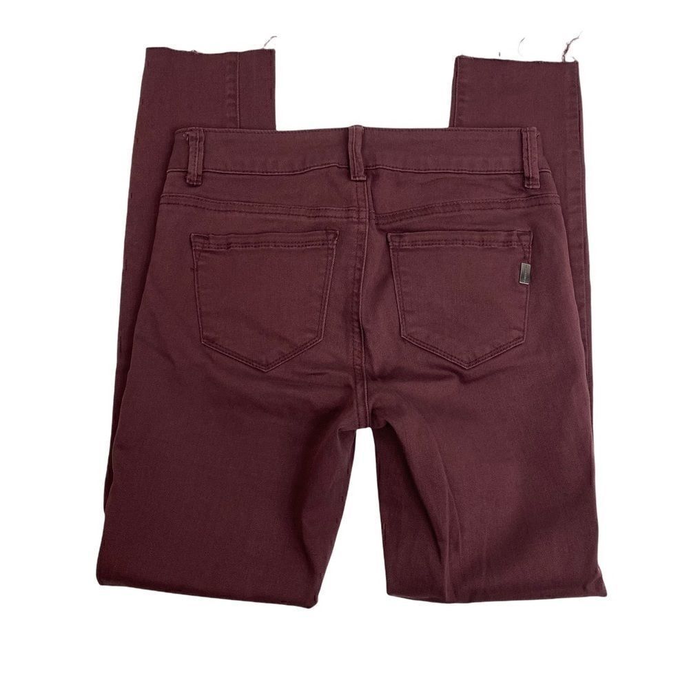 1822 Denim Skinny Jeans Sz 24 Stretch Raw Hems Maroon New WO Tag - Picture 3 of 10